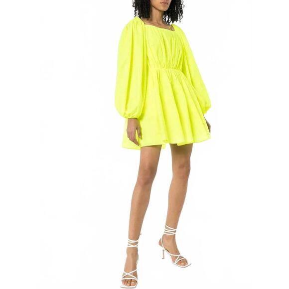 NEW VALENTINO puff sleeve mini dress in yellow